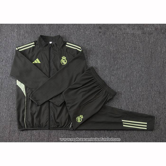 Chandal de Corta-vento do Real Madrid 2025-2026 Verde Cinza